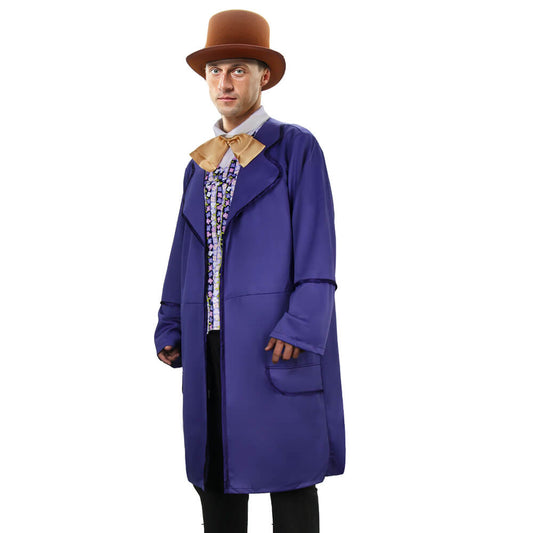 Willy Wonka Costume Tops Hat Charlie and the Chocolate Factory Cosplay Vikidoky