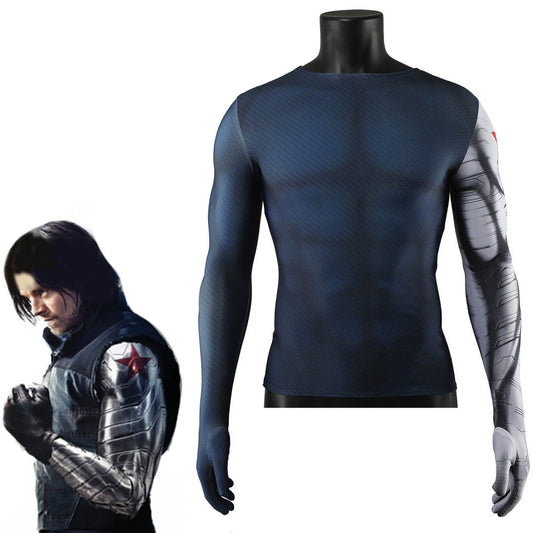 Winter Soldier Bucky Barnes Cosplay Inner Shirt Printed Style Captain America Series Vikidoky