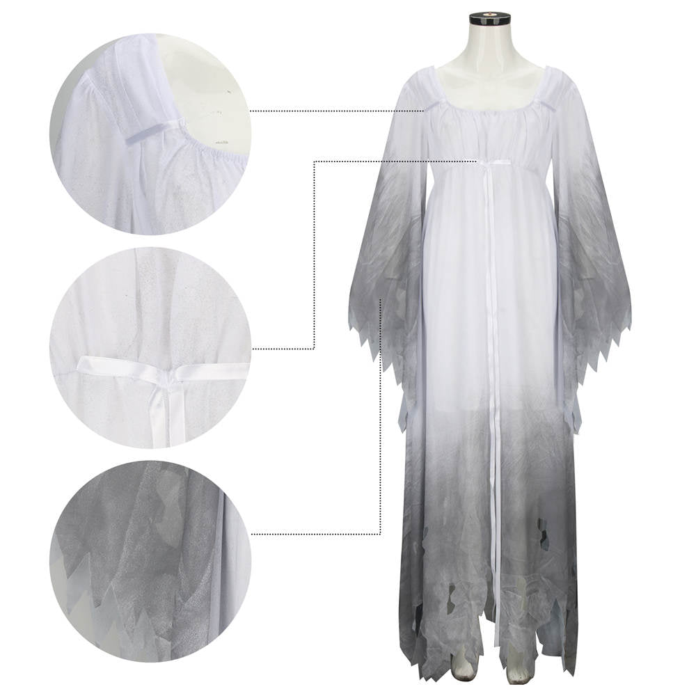 Women's Gossamer Ghost Costume Victorian Dress Halloween Cosplay