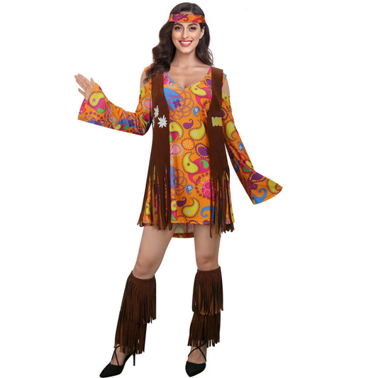 Adults Hippie Halloween Costume 70s Outfits Vikidoky