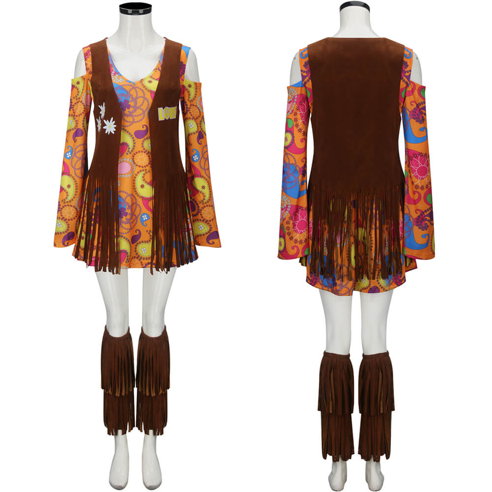 Adults Hippie Halloween Costume 70s Outfits Vikidoky