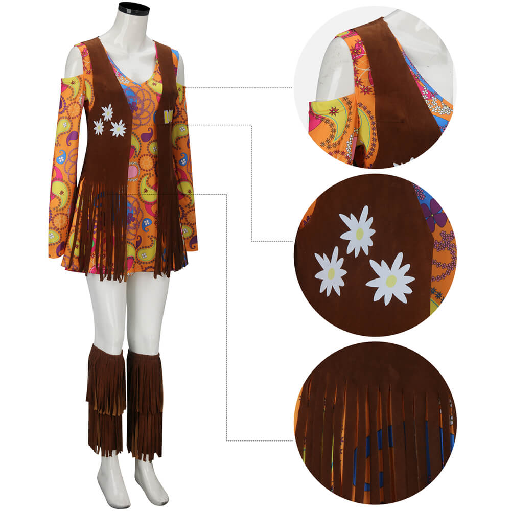 Adults Hippie Halloween Costume 70s Outfits Vikidoky