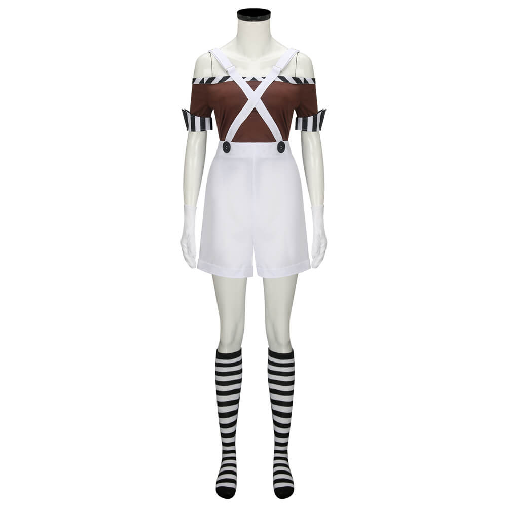 Women's Oompa Loompa Cosplay Costume Wig Willy Wonka Chocolate Factory Vikidoky