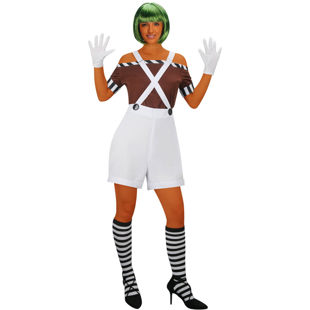 Women's Oompa Loompa Cosplay Costume Wig Willy Wonka Chocolate Factory Vikidoky