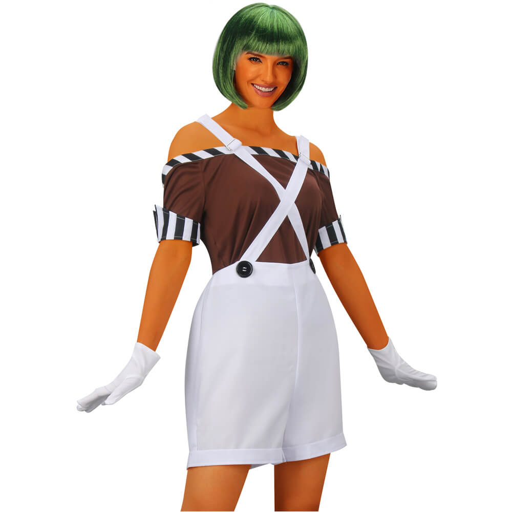 Women's Oompa Loompa Cosplay Costume Wig Willy Wonka Chocolate Factory Vikidoky