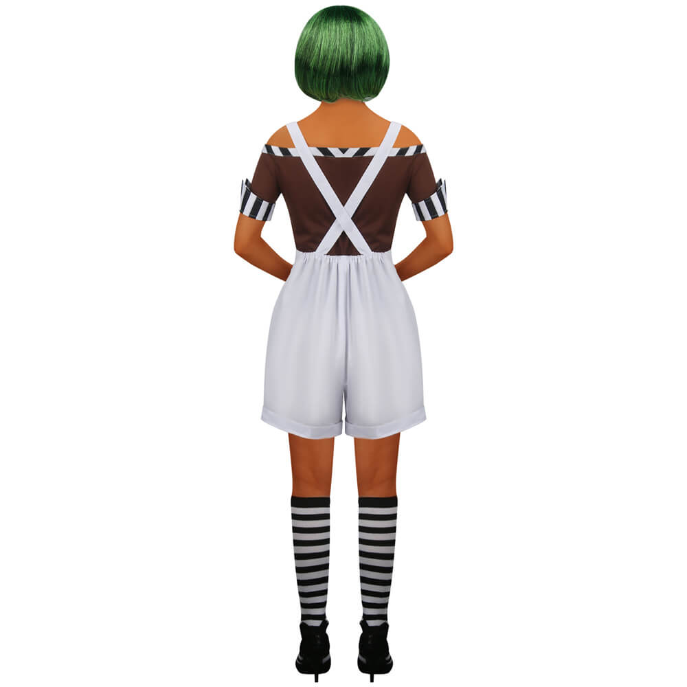 Women's Oompa Loompa Cosplay Costume Wig Willy Wonka Chocolate Factory Vikidoky