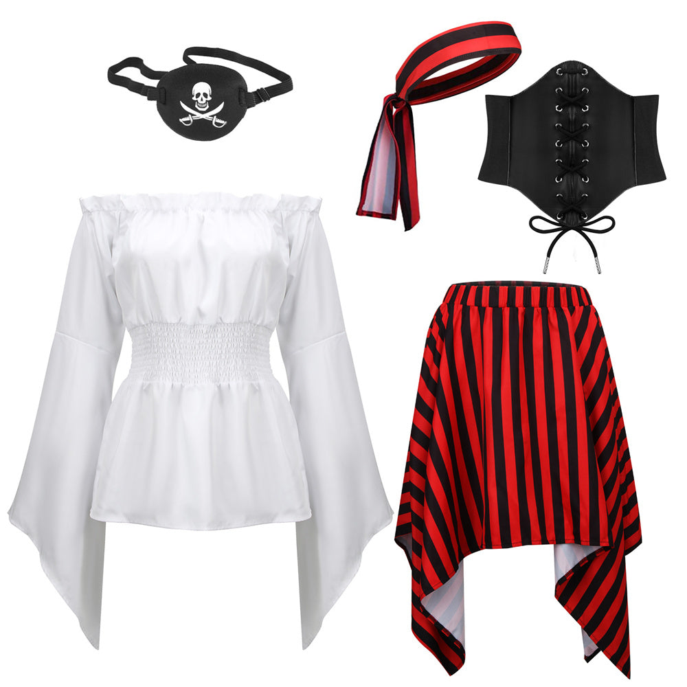 Women's Pirate Costume Cosplay Renaissance Party Outfts Vikidoky