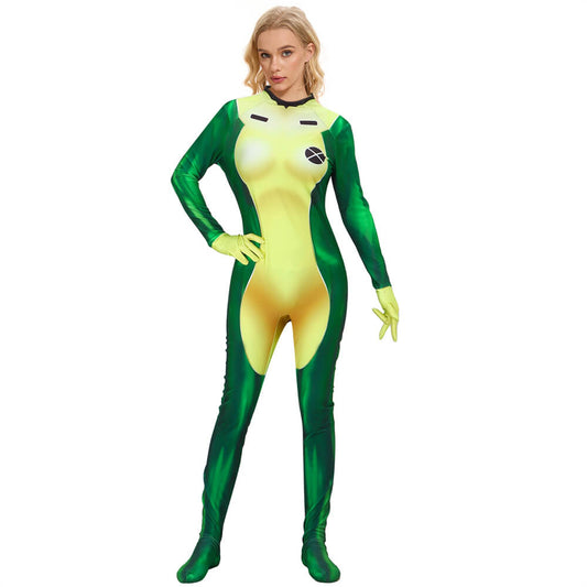 X-Men Rogue Bodysuit Cosplay Costume Halloween Outfits Vikidoky