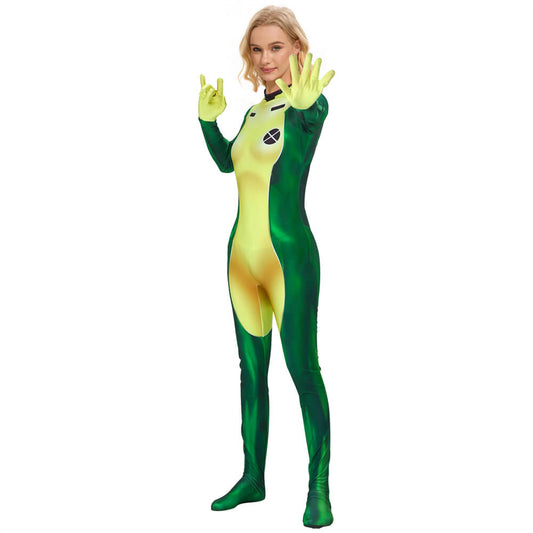 X-Men Rogue Bodysuit Cosplay Costume Halloween Outfits Vikidoky