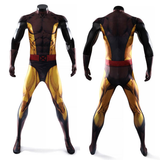 X-Men Wolverine Brown Suit Cosplay Costume Printed Style
