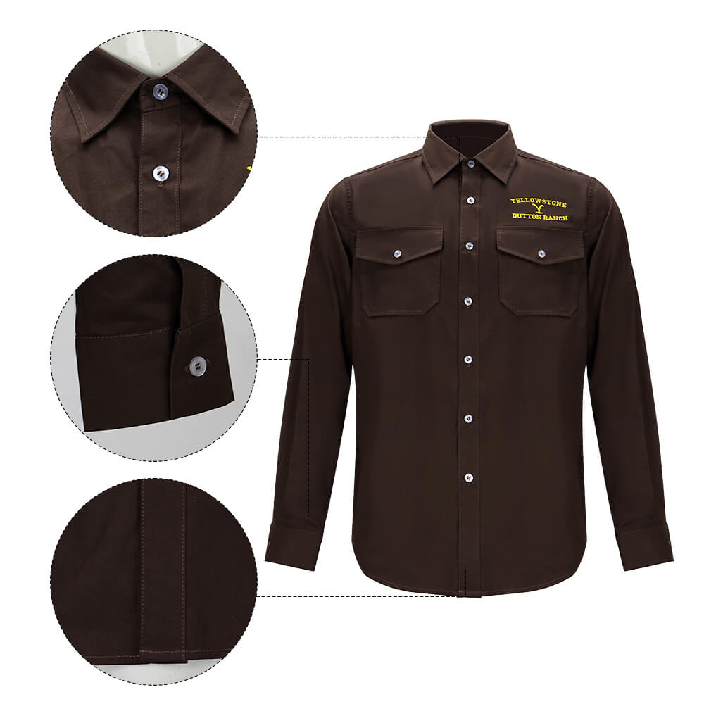 Yellowstone John Dutton Shirt for Men Cosplay Costume Vikidoky