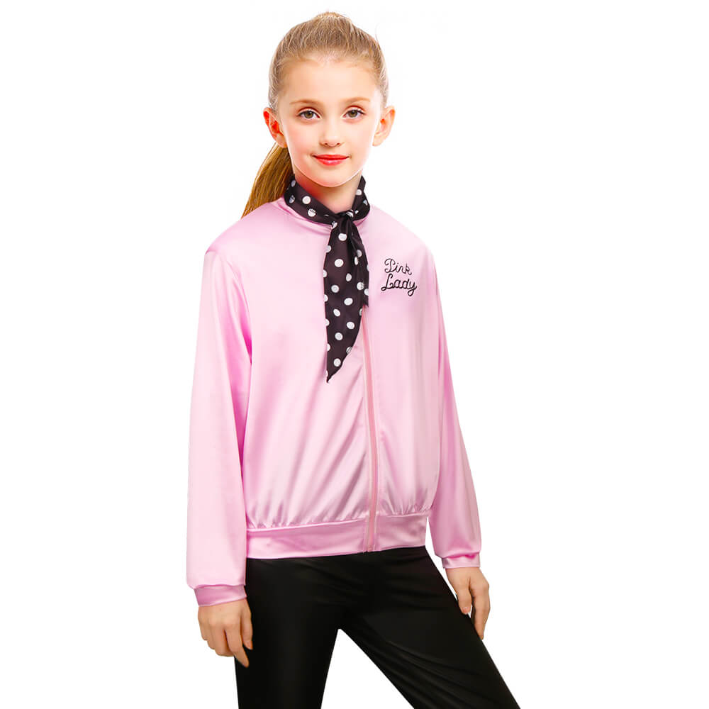 Grease 2 Pink Ladies Sandy Jacket Scarf Kids Costume Vikidoky