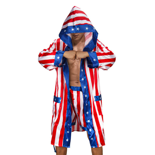 Rocky American Flag Boxer Costume Cosplay Vikidoky