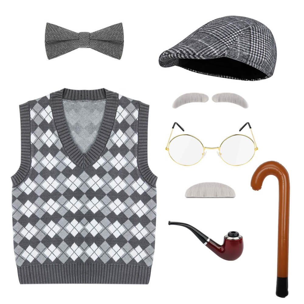 100th Day of School Kids Grandpa Costume Vikidoky