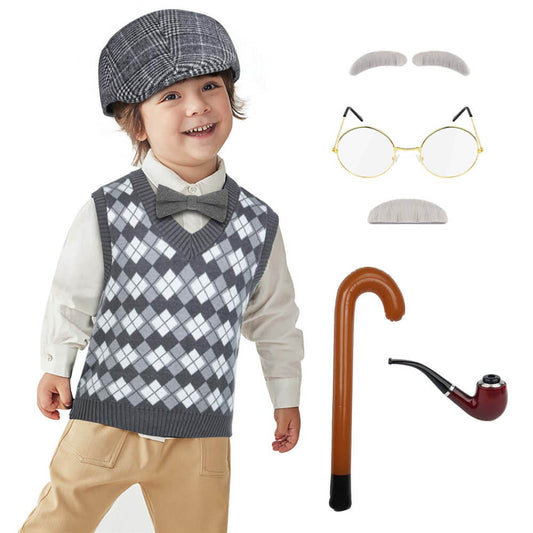 100th Day of School Kids Grandpa Costume Vikidoky