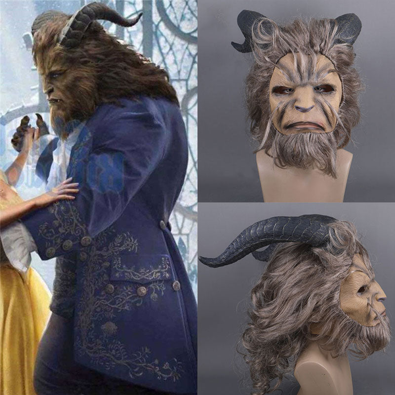 Beauty and the Beast Adam Prince Cosplay Mask with Wig Vikidoky