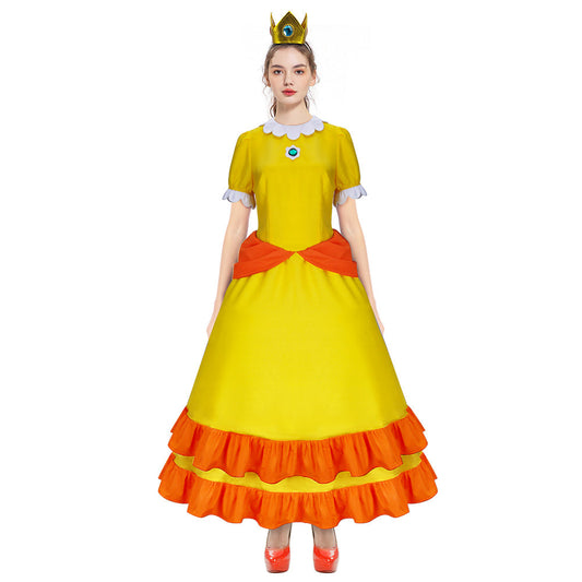 Super Mario Princess Daisy Dress Cosplay Costume Vikidoky