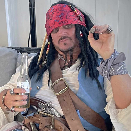 Captain Jack Sparrow Cosplay Wig with HeadwearPirates of The Caribbean Pirate (Ready to Ship) Vikidoky