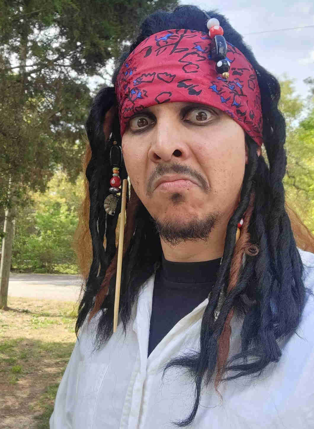 Captain Jack Sparrow Cosplay Wig with HeadwearPirates of The Caribbean Pirate (Ready to Ship) Vikidoky