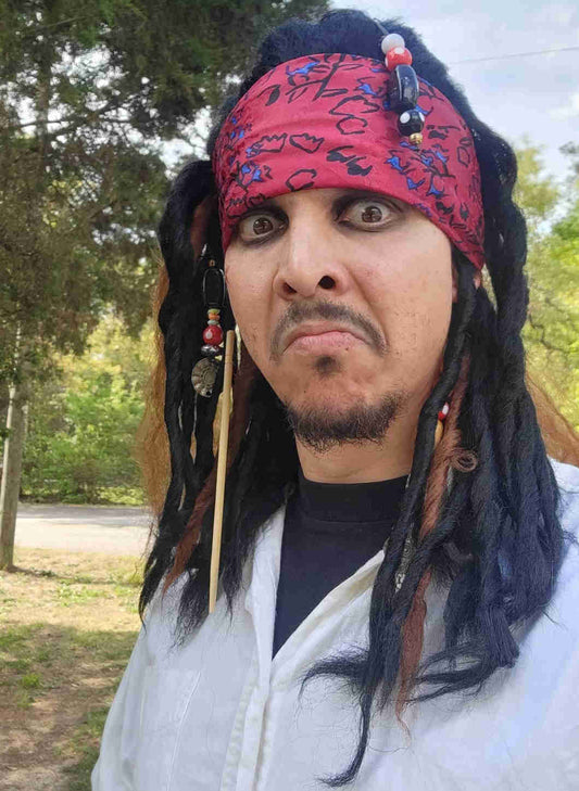 Captain Jack Sparrow Cosplay Wig with HeadwearPirates of The Caribbean Pirate (Ready to Ship) Vikidoky