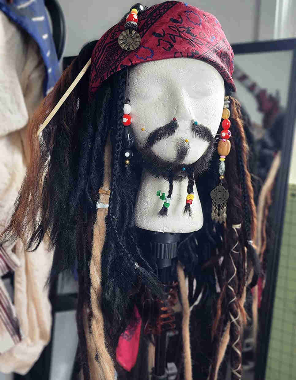 Captain Jack Sparrow Cosplay Wig with HeadwearPirates of The Caribbean Pirate (Ready to Ship) Vikidoky