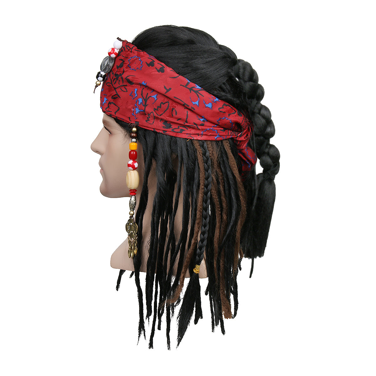 Captain Jack Sparrow Cosplay Wig with HeadwearPirates of The Caribbean Pirate (Ready to Ship) Vikidoky