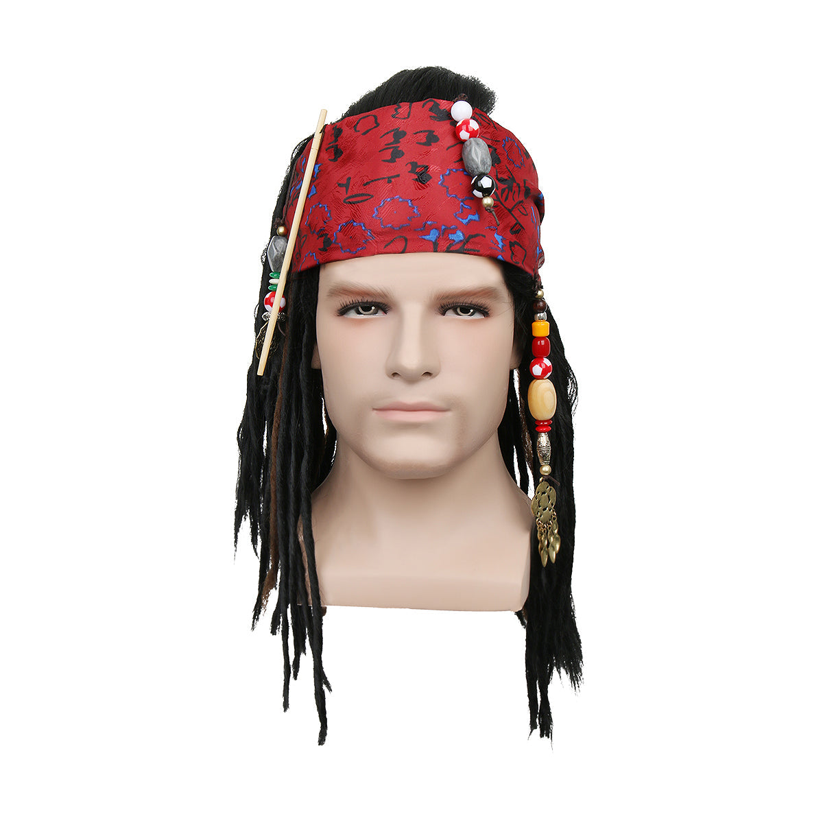 Captain Jack Sparrow Cosplay Wig with HeadwearPirates of The Caribbean Pirate (Ready to Ship) Vikidoky