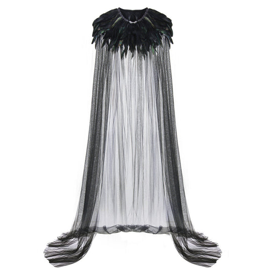 WeixinyuanST Evil Queen Witch Cloak Retro Steampunk Style Black Cape Vikidoky