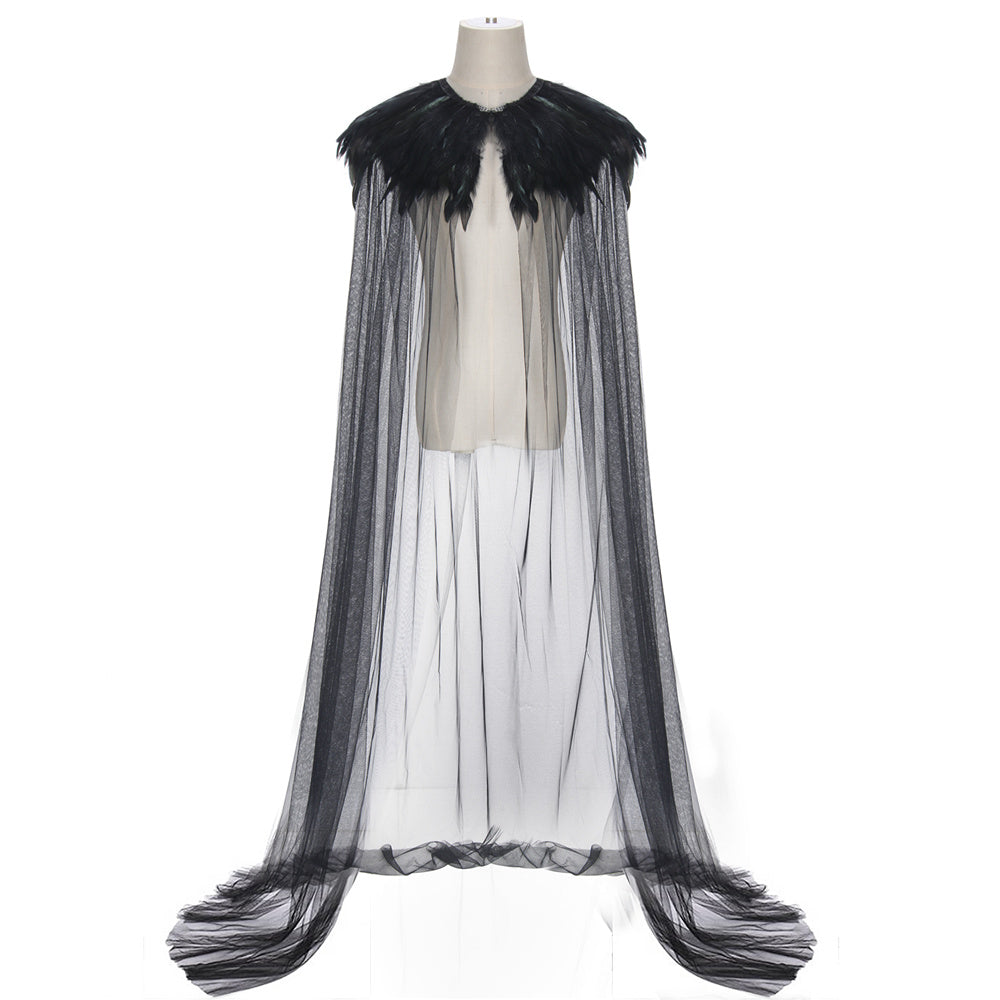 WeixinyuanST Evil Queen Witch Cloak Retro Steampunk Style Black Cape Vikidoky