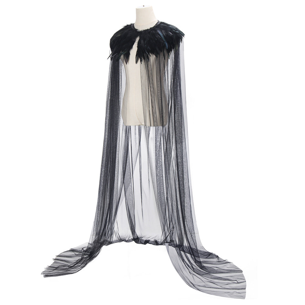 WeixinyuanST Evil Queen Witch Cloak Retro Steampunk Style Black Cape Vikidoky