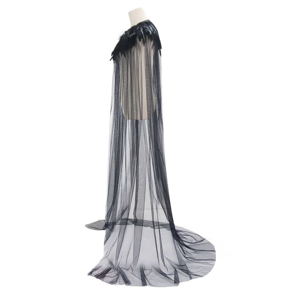 WeixinyuanST Evil Queen Witch Cloak Retro Steampunk Style Black Cape Vikidoky
