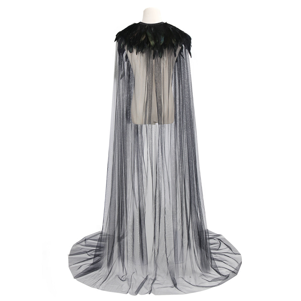 WeixinyuanST Evil Queen Witch Cloak Retro Steampunk Style Black Cape Vikidoky