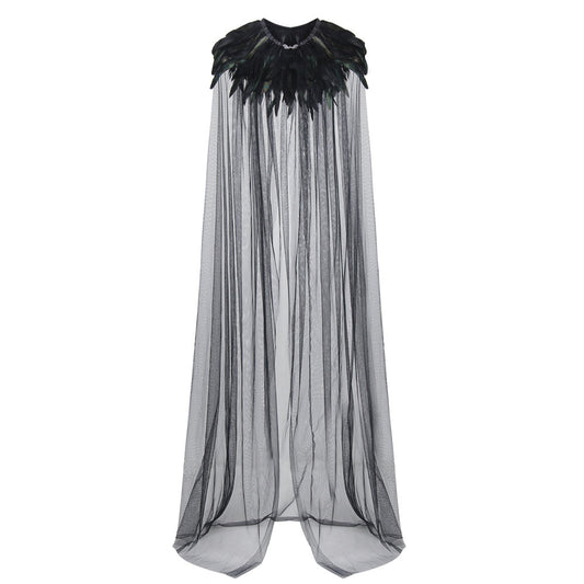 WeixinyuanST Evil Queen Witch Cloak Retro Steampunk Style Black Cape Vikidoky