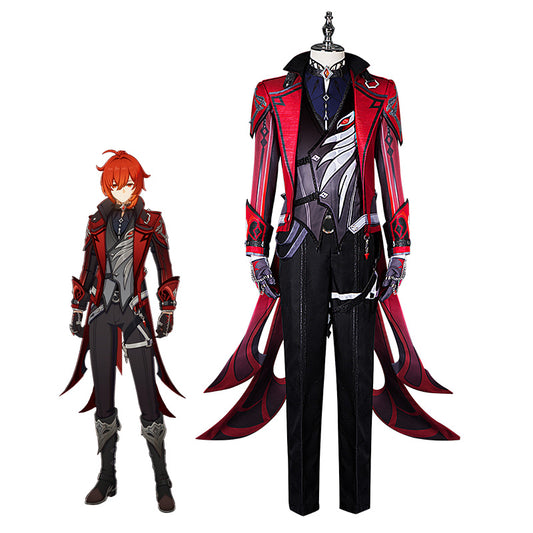 Diluc Red Dead of Night Cosplay Costume Genshin impact