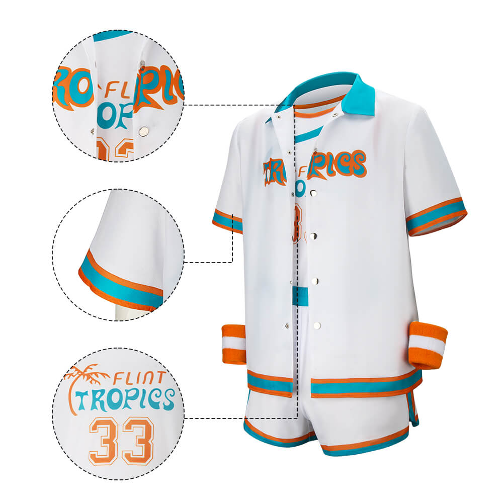 Semi-Pro Jackie Moon 33 Flint Tropics Basketball Jersey Uniform Vikidoky