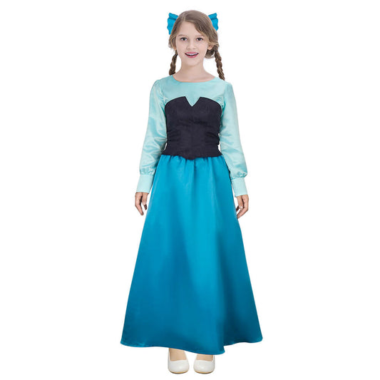 Ariel Blue Dress for Kids The Little Mermaid Cosplay Costume Vikidoky