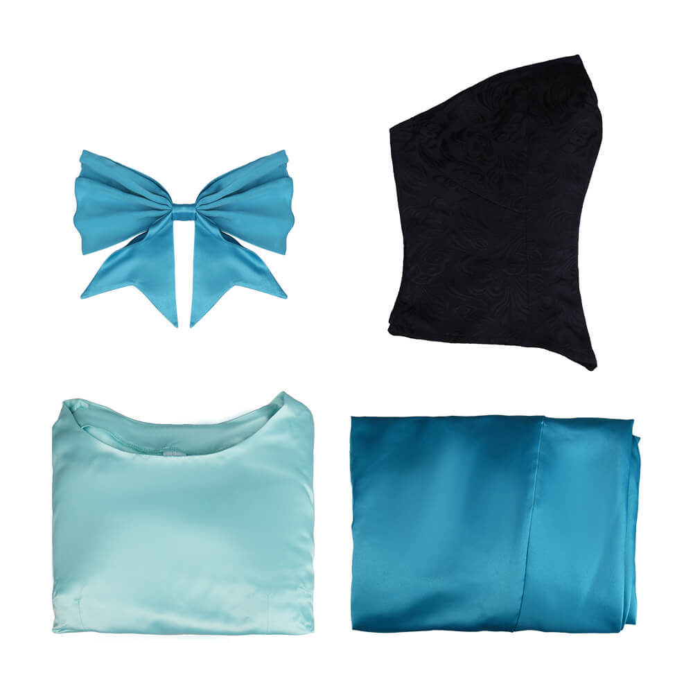 Ariel Blue Dress for Kids The Little Mermaid Cosplay Costume Vikidoky