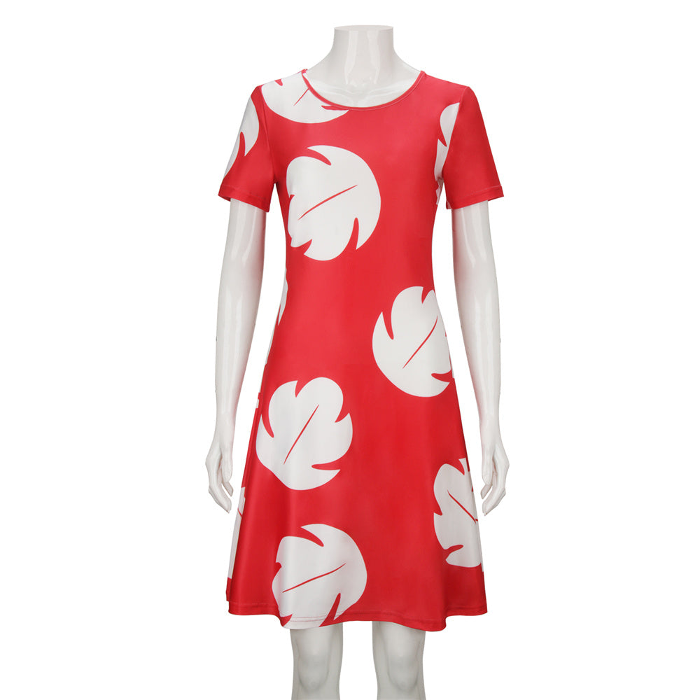 WeixinyuanST Round Neck Dress for Woman Red Costume Short Sleeve Vikidoky