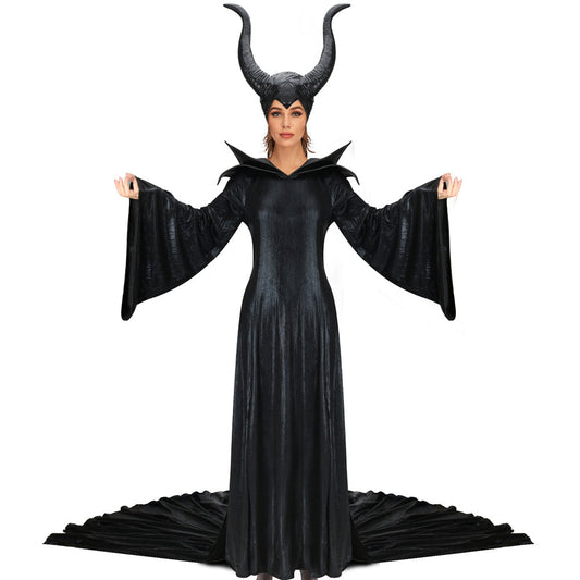 Maleficent Mistress of Evil Angelina Jolie Cosplay Costume with Helmet Vikidoky