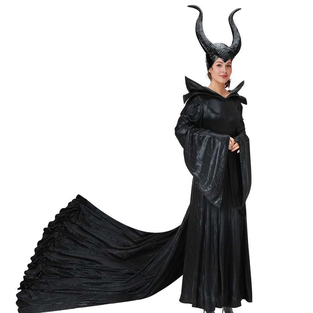 Maleficent Mistress of Evil Angelina Jolie Cosplay Costume with Helmet Vikidoky