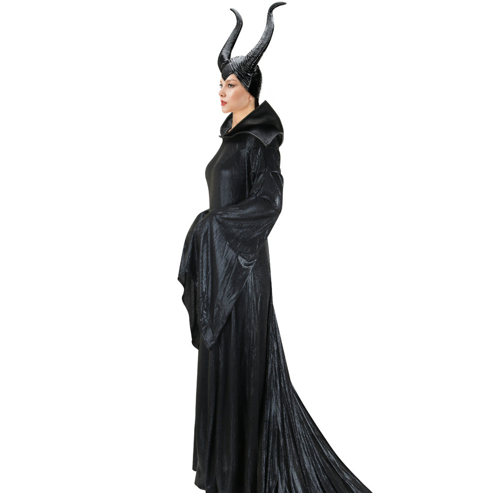 Maleficent Mistress of Evil Angelina Jolie Cosplay Costume with Helmet Vikidoky