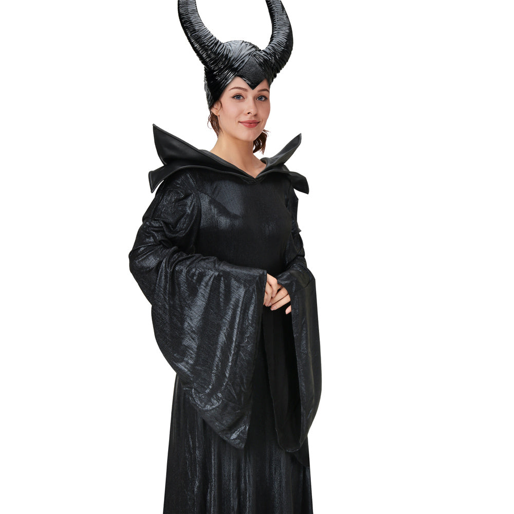 Maleficent Mistress of Evil Angelina Jolie Cosplay Costume with Helmet Vikidoky
