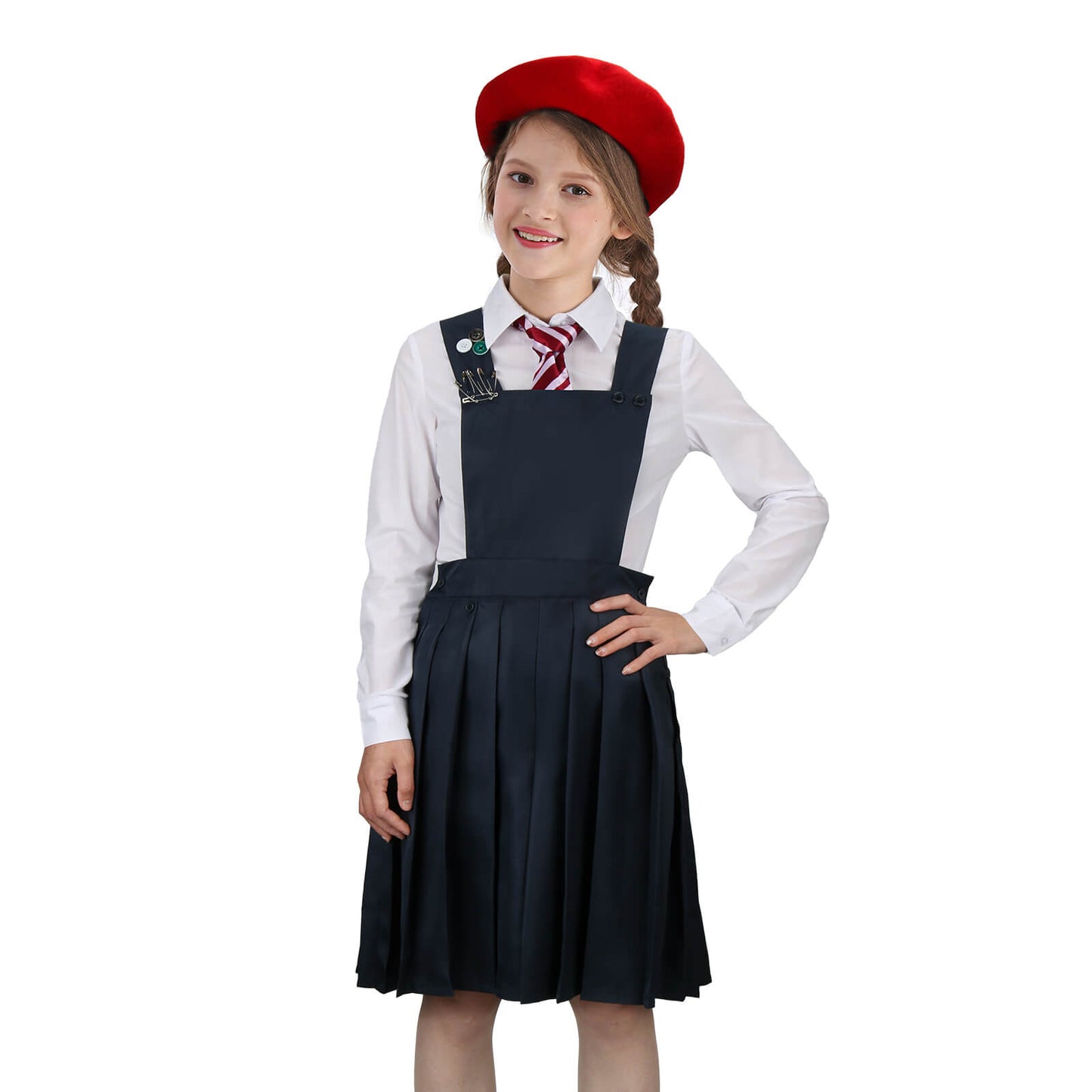 Kids Matilda the Musical Red-Beret Girl Cosplay Costume Hortensia Roald Dahl’s Outfits Vikidoky