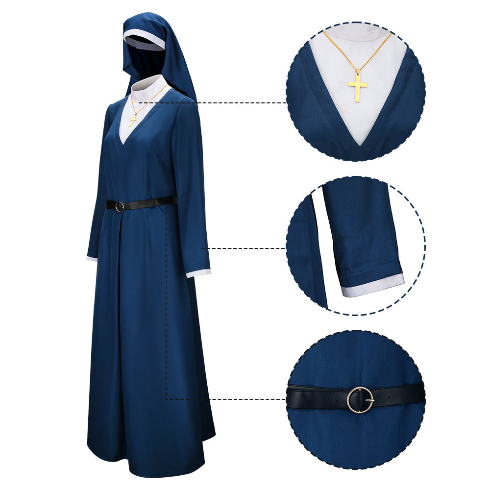 Mrs. Davis Nun Simone Blue Costume Halloween Outfits Vikidoky