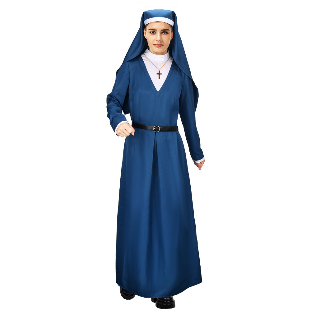 Mrs. Davis Nun Simone Blue Costume Halloween Outfits Vikidoky
