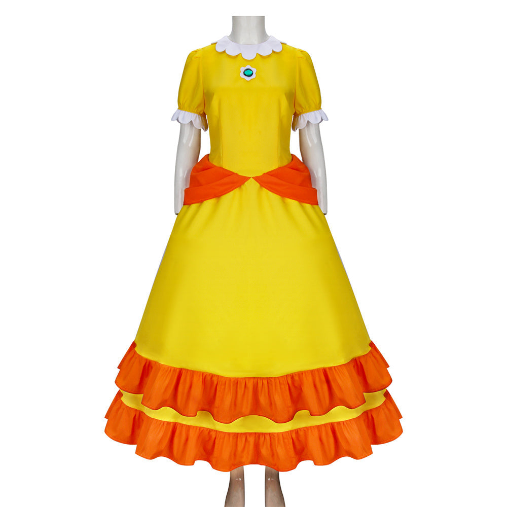 Super Mario Princess Daisy Dress Cosplay Costume Vikidoky
