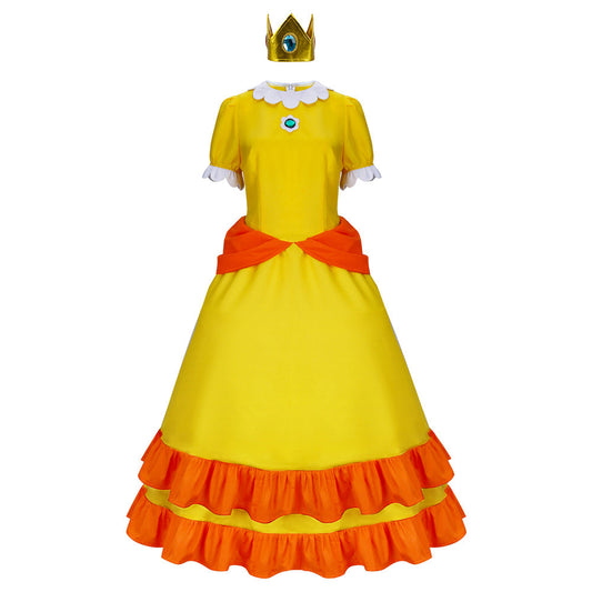 Super Mario Princess Daisy Dress Cosplay Costume Vikidoky