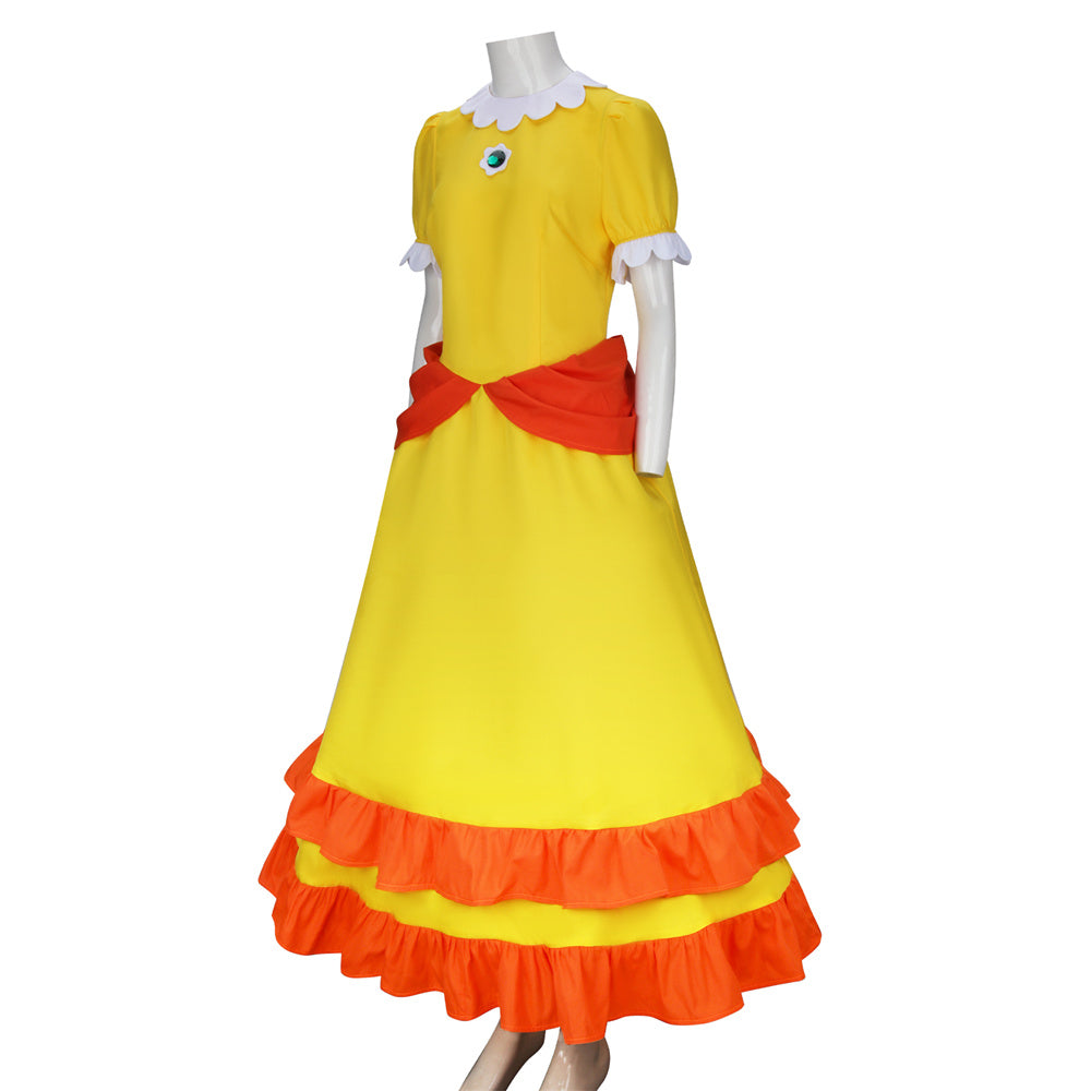 Super Mario Princess Daisy Dress Cosplay Costume Vikidoky