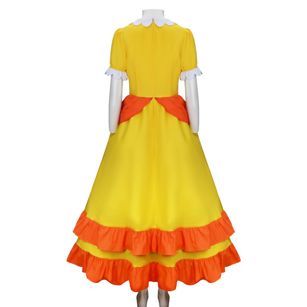 Super Mario Princess Daisy Dress Cosplay Costume Vikidoky