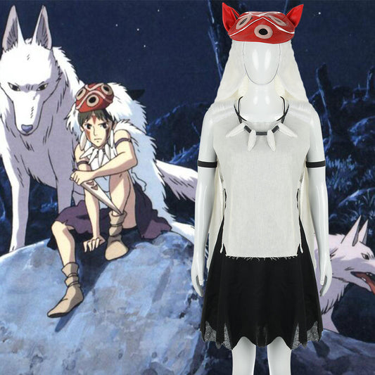 Princess Mononoke San Wolf Girl Cosplay Costume With Mask (S-L Ready to Ship) Vikidoky